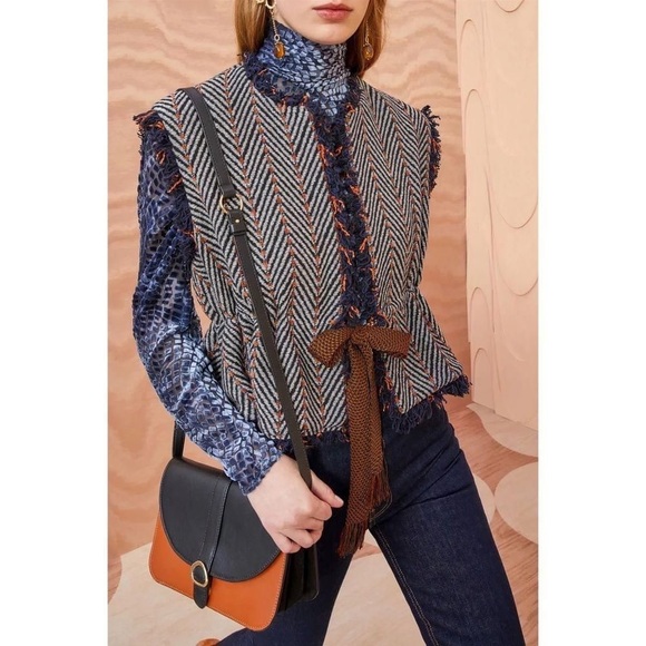 Ulla Johnson Tops - NWOT Ulla Johnson Tweed Herringbone Collarless Clyde Peplum Vest
